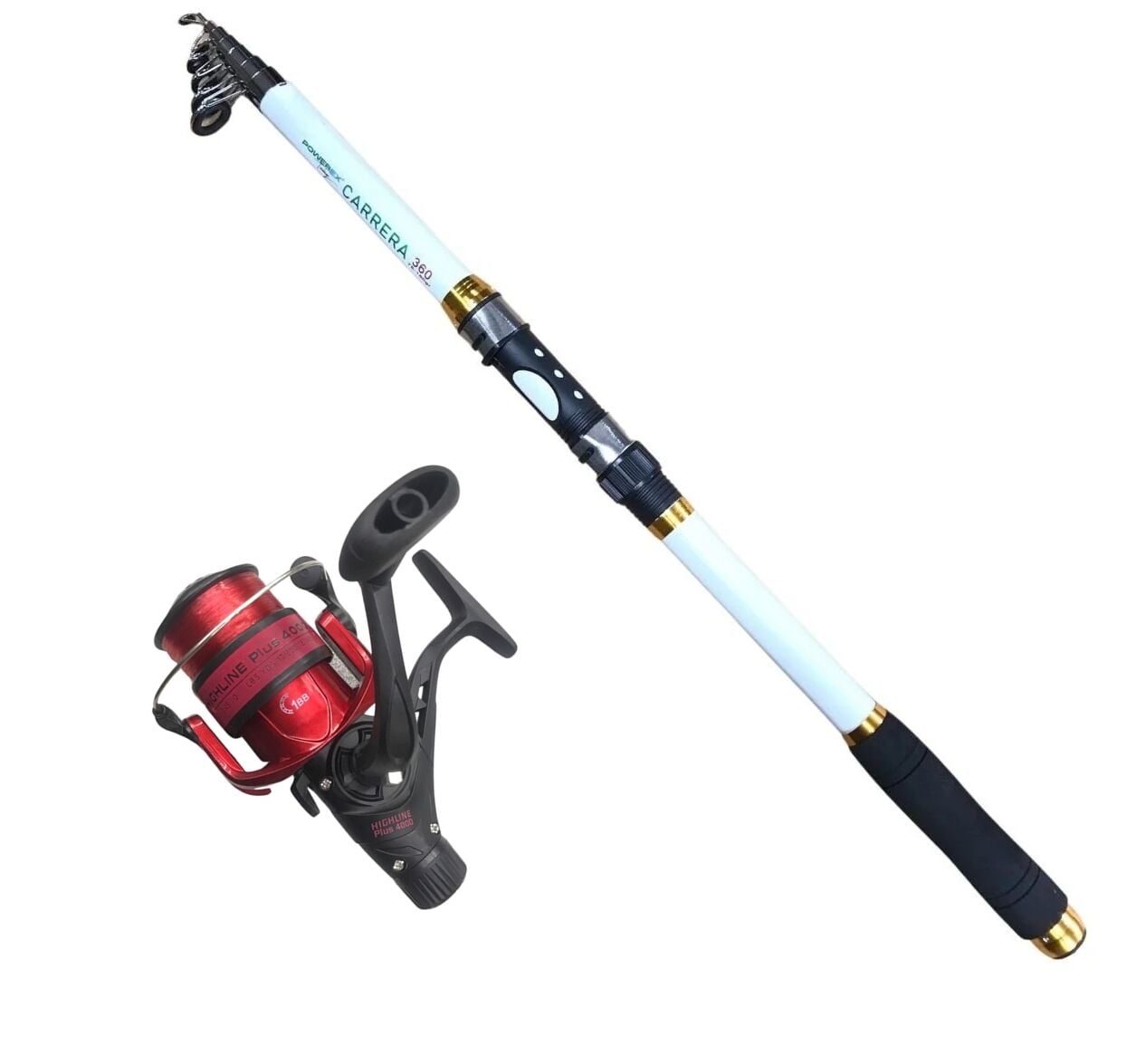 Powerex Carrera 2,40m. 75-150gr Kamış  - Highline Plus 4000 Kırmızı Kamış Makine Olta Seti