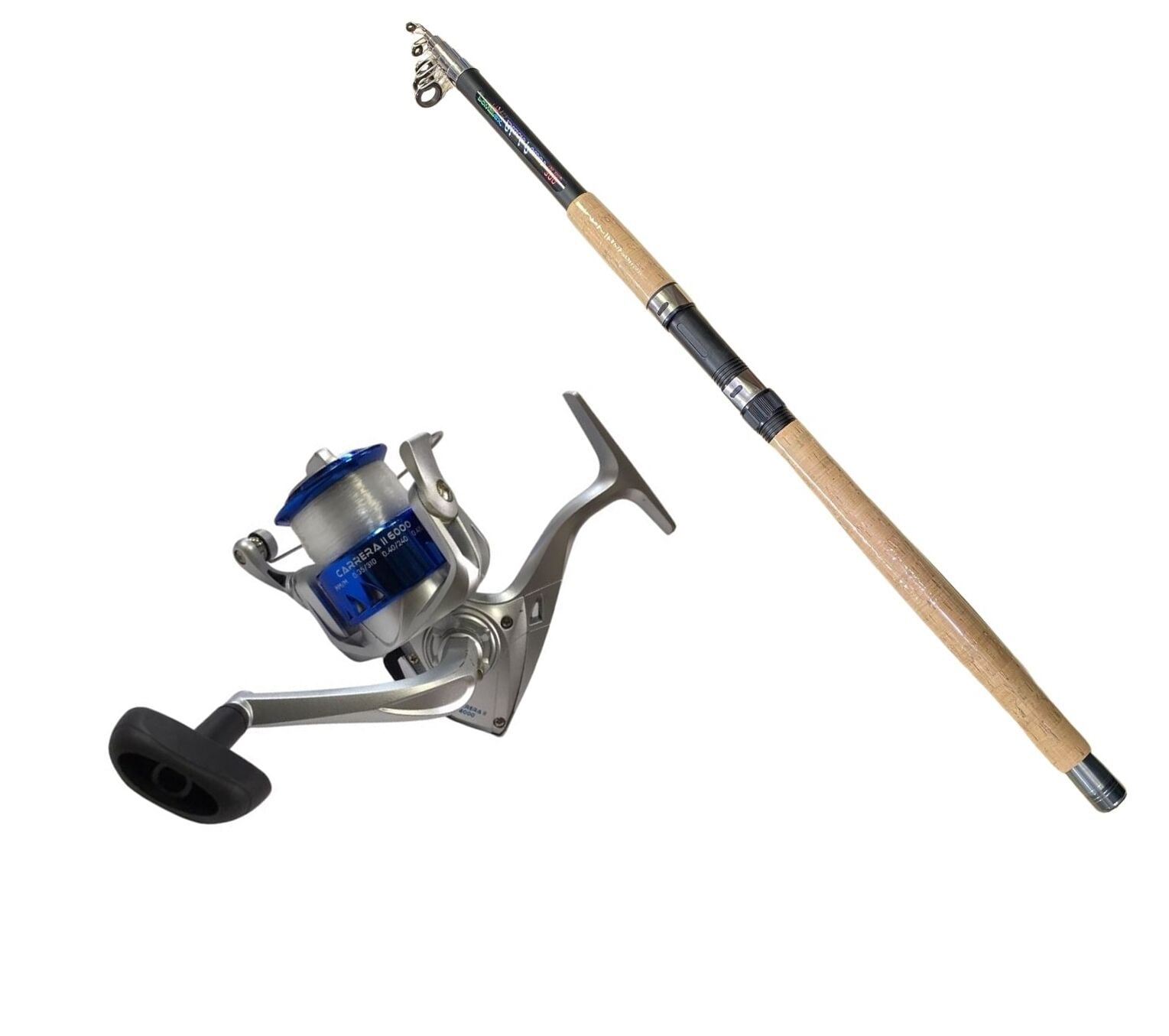 Powerex Black Power 3.00m. 150-200gr. Kamış  - Carrera II 6000 Mavi Kamış Makine Olta Seti